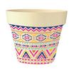 [Q6417] - Multicolored Pink 'Boho' Bamboo Planter - 10. 5x9. 5 Cm