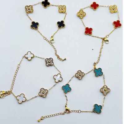 Браслет из титановой стали Five Flowers Four Leaf Clover, модное женское ожерелье Five Flowers 18k