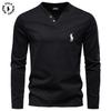 Polo Ralph Lauren 2025 Autumn New Men's Embroidery Casual V-neck Long Sleeved T-shirt Slim Fit Base Shirt Pure Cotton T-shirt Top for Men