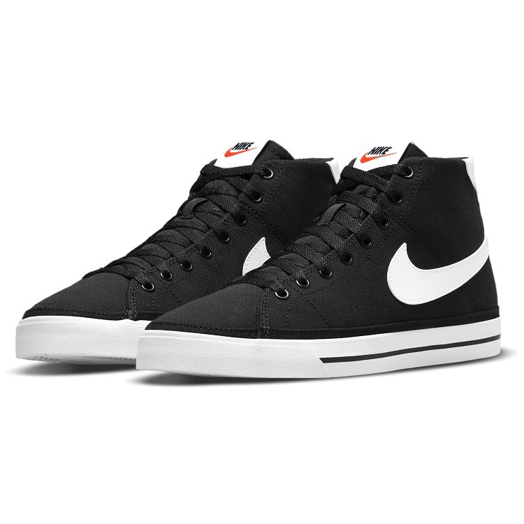 Nike Court Legacy Canvas Mid Black White Women Sneakers Team-Orange DD0161-001