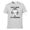 Funny Gamer Cat With Headphones Cant Hear You Im Gaming Tshirt Summer Normal Tops Tees Funny Cotton Unisexs T Shirts