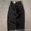 Mens Relaxed Fit Washed Denim Jeans With Embroidered Hip Hop Graphic Casual Wear
