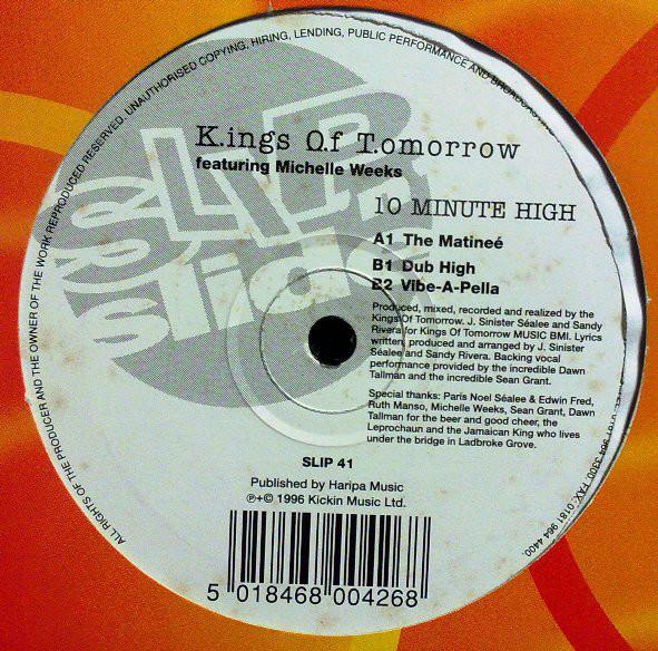 12-дюймовая пластинка KINGS OF TOMORROW MICHELLE WEEKS 10 Minute High SLIP41 Slip n Slide 1996 UK Dance Electronica Б/у