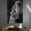 Charming Black Lion & Lioness Love Canvas Art - Frameless Wall Decor for Living Room, Bedroom, Home Office, Artistic Decoration