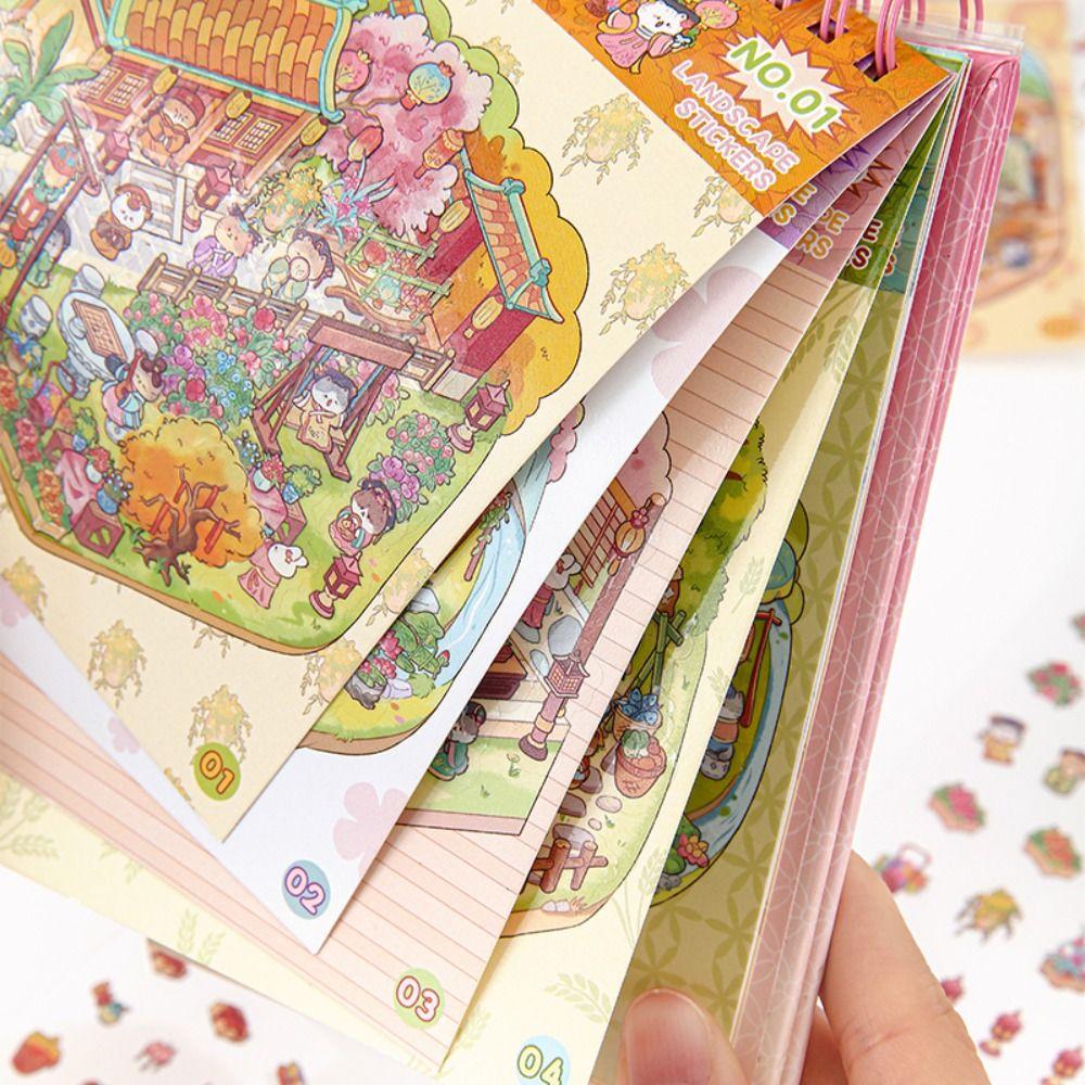 Chinese Style 3D Landscape Sticker PET Miniature Scene Collage Gift