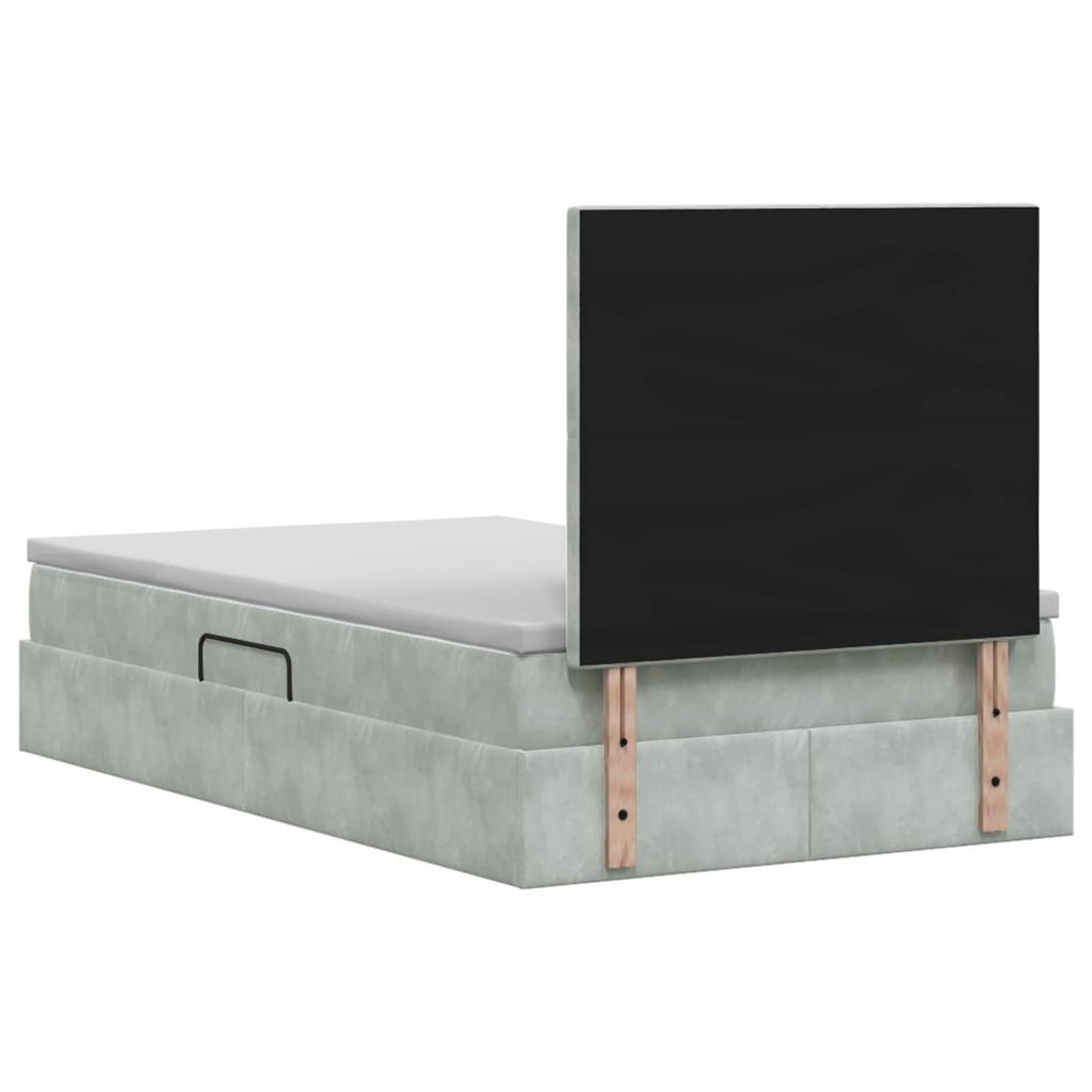 LED Storage Bed with Mattress Light Grey 120 x 200 cm Velvet