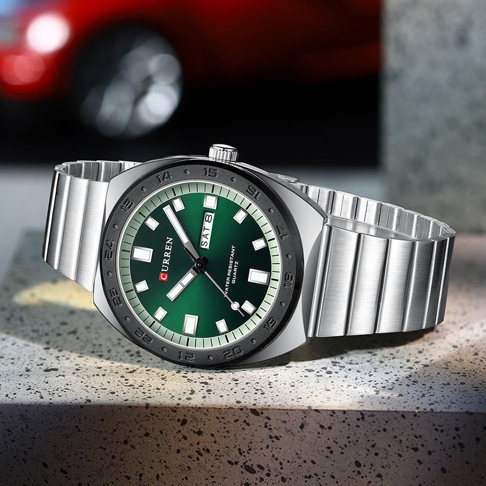 CURREN Роскошные мужские часы, новый дизайн, нержавеющая сталь, светящийся дисплей недели, календарь, водонепроницаемые часы для мужчин