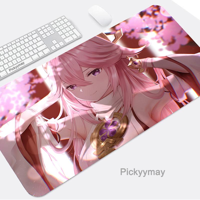 Коврик для мыши игровые аксессуары коврик для мыши Yae Miko компьютер ноутбук ПК геймер Mause Genshin Impact большая аниме-клавиатура настольный ковер