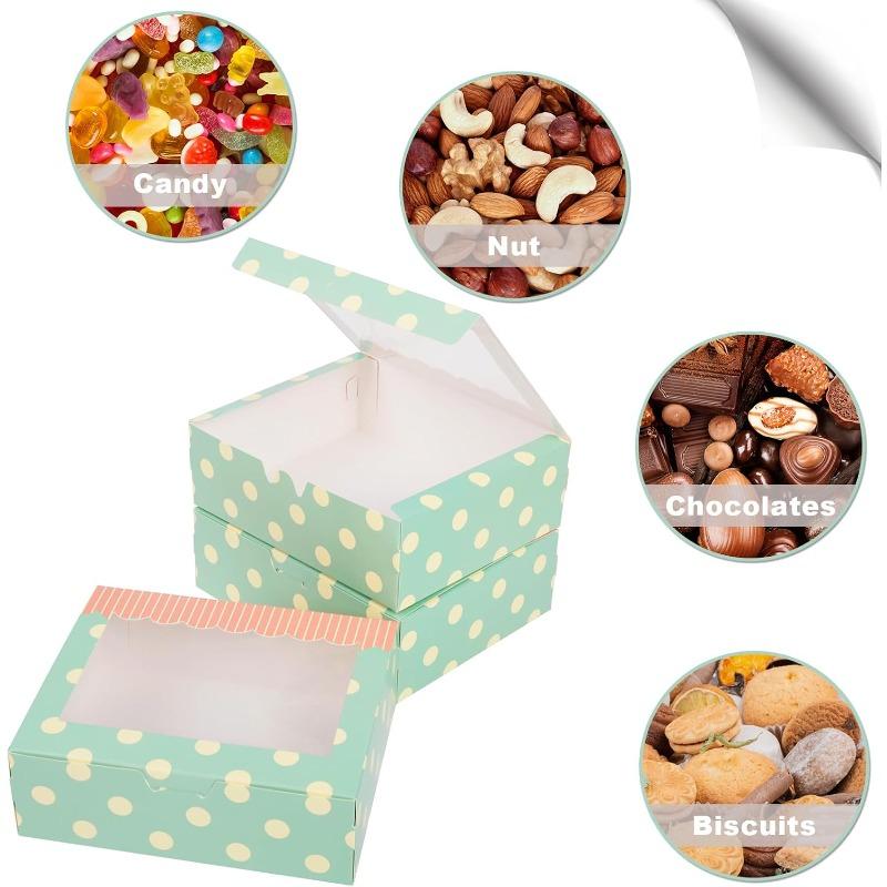 12 Pack Candy Sweet Boxes with Window 6”×5”×2” Disposable Paper Treat Packing Gift Box Christmas Pastry Cookies Muffins Pies Brownie Boxes
