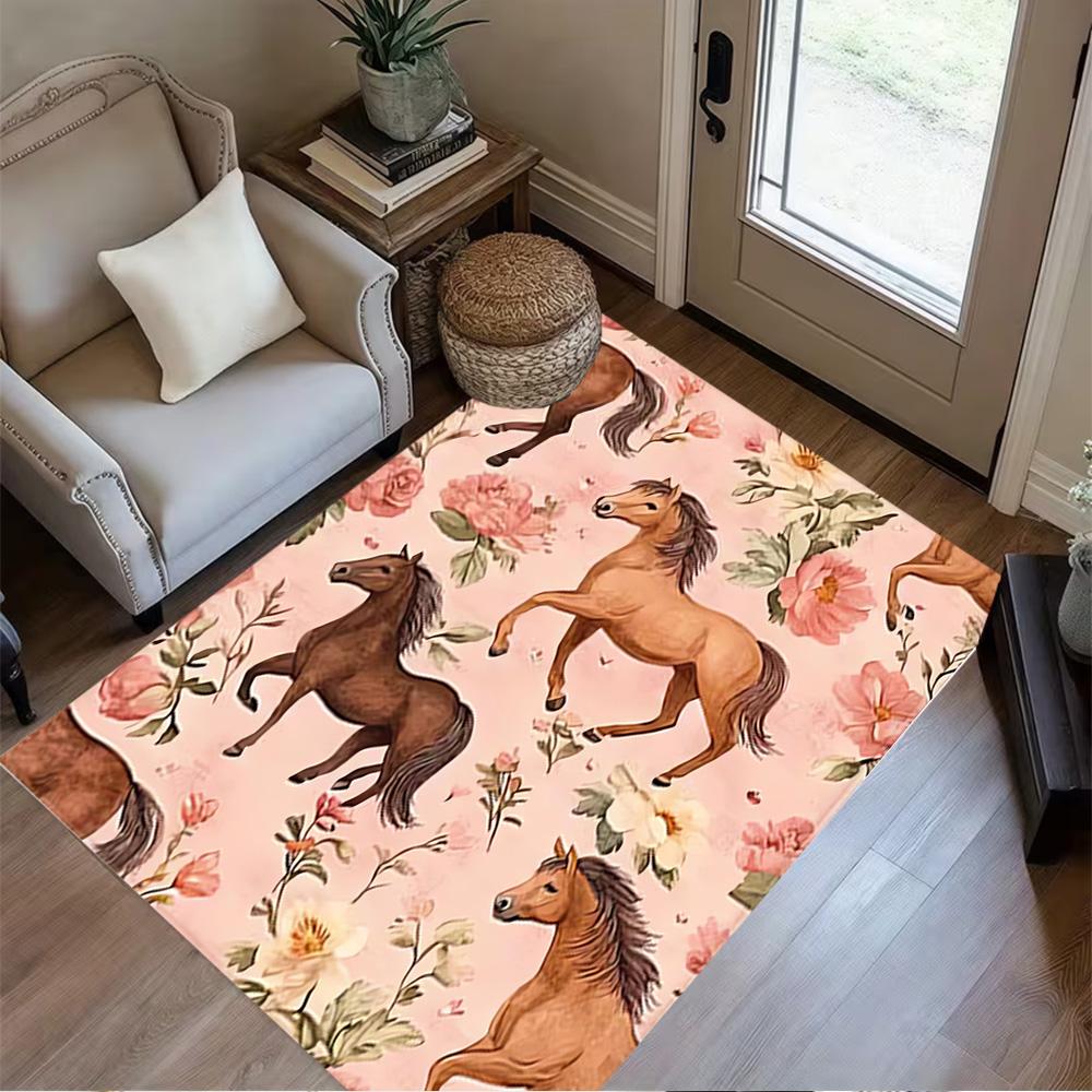 1pc Home Carpet with floral design rug non slip for office decor and bedroom gift ideas