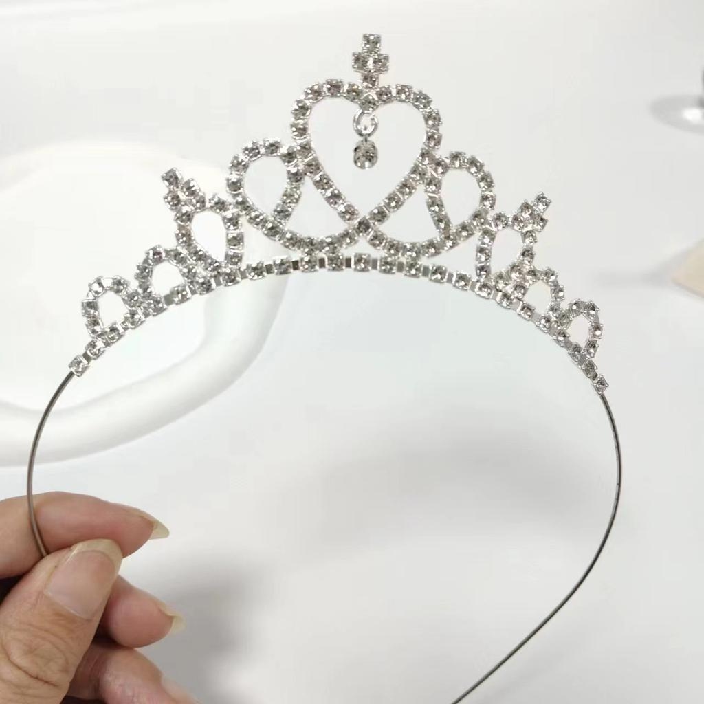 Crown Tiara Children's Little Princess Cute Girls Hair Accessories Crystal Diamond Crown Birthday Performance Accessories Hairband Hairpin
