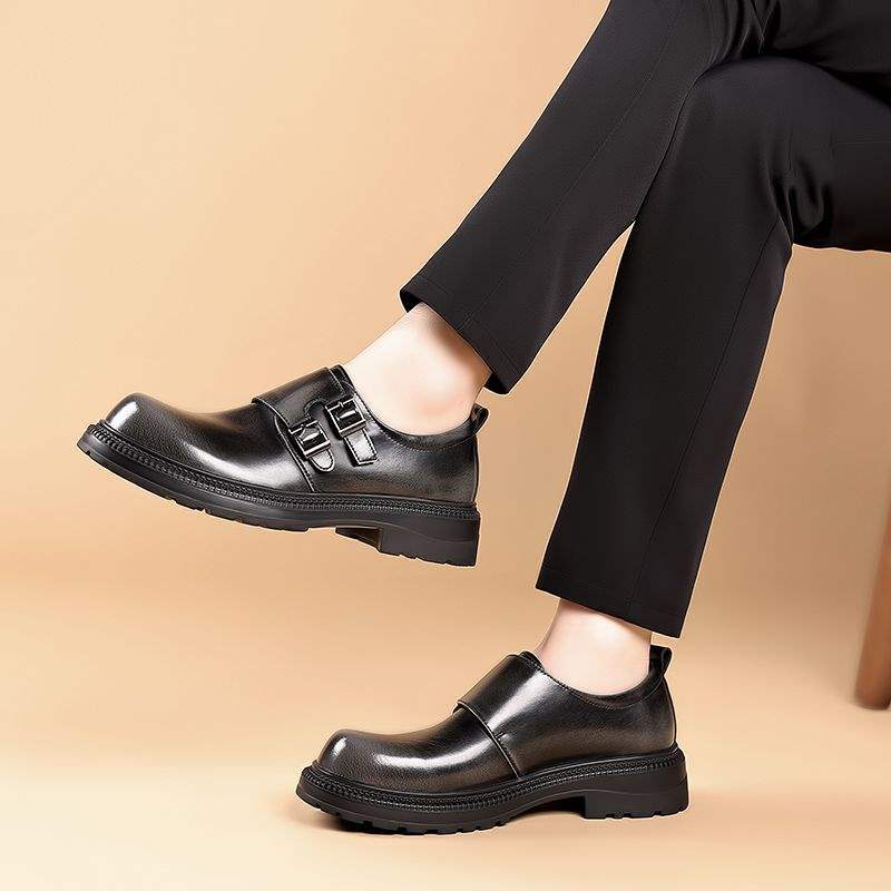 Мужские деловые туфли на одной педали, офисные кожаные туфли, дышащие, на толстой подошве, увеличивающие рост, кожаные туфли с большим носком, рабочие туфли, туфли Munch для мужчин