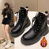 2025 Autumn and Winter New British Martin Boots Women's Retro Thick-soled Velvet Fashion Versatile and Explosive Women's Boots