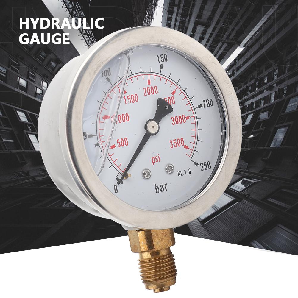 Hydraulic Pressure Gauge 0-250Bar 0- 3750PSI G1/4 63mm  Hydraulic Water Pressure Gauge Meter
