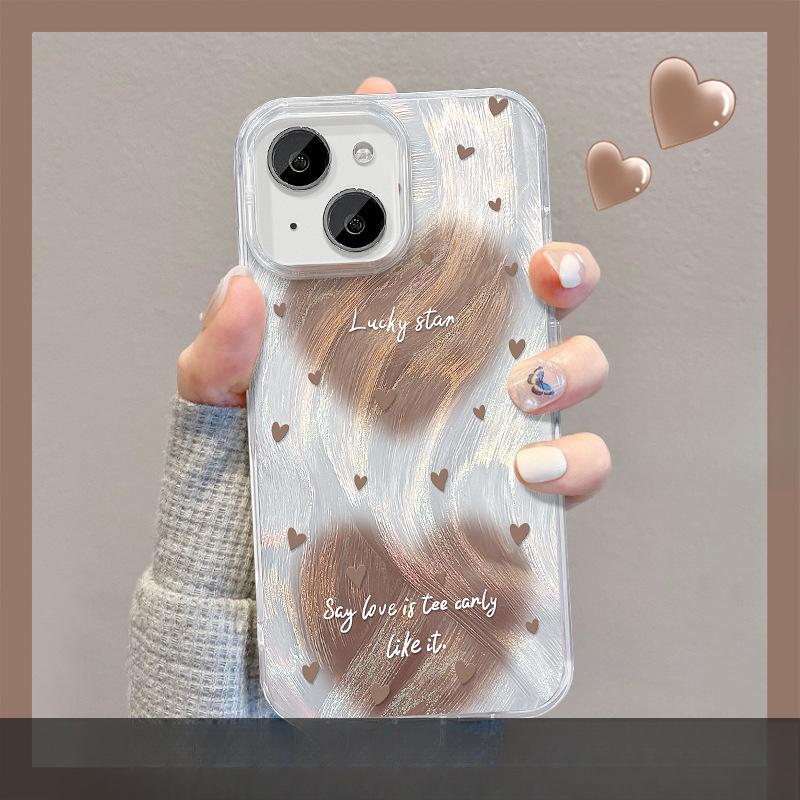 Подходит для Apple 15 Пуховая пряжа Чехол для мобильного телефона Летний Iphone14pro Разводы Любовь Невидимая подставка 13 Большое отверстие Противоударный X