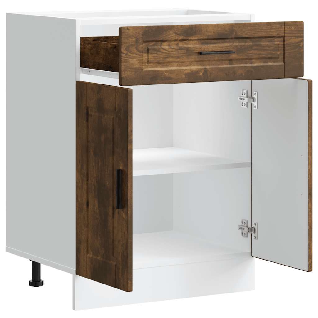 Porto Kitchen Base Cabinet Smoked Oak Finish Particleboard