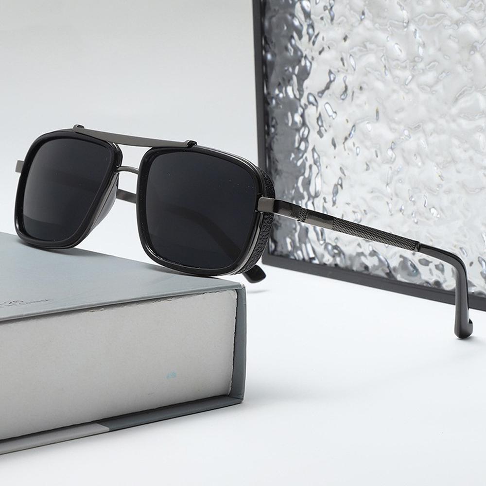 Vintage Double Bridges Sunglasses Punk Sunglasses Men's Square Uv400 Twin-beam Aviator Sunglasses Square Sun Eyeglasses Male Shades