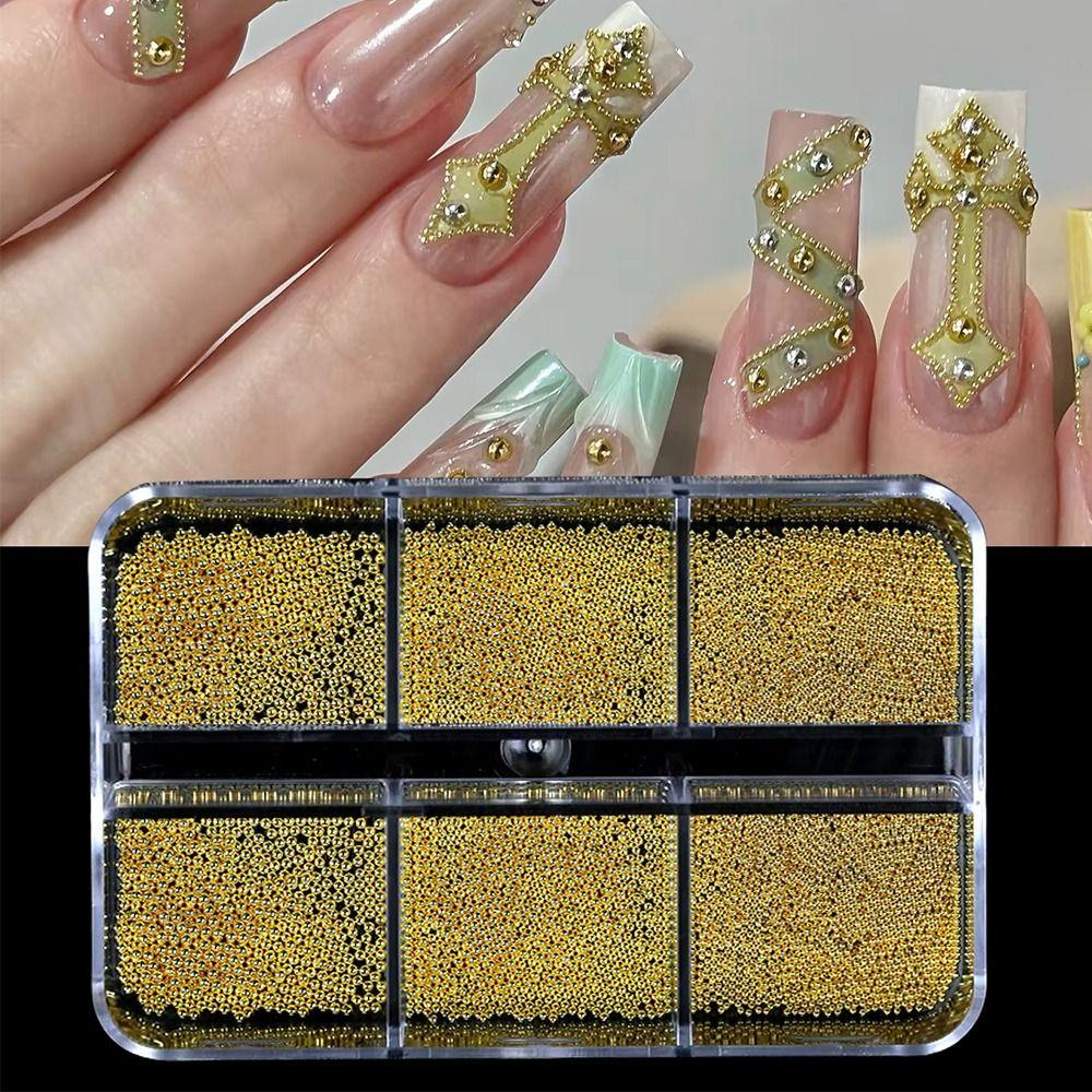 Gold Silver Micro Ball Nail Charms Metal Nail Beads  DIY Nail Art Jewelry