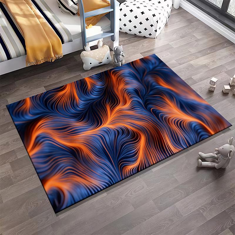 Abstract Blue and Orange Swirl Pattern Carpet for Modern Interiors. Suitable for use as an anti-slip for living room bedroom sofas