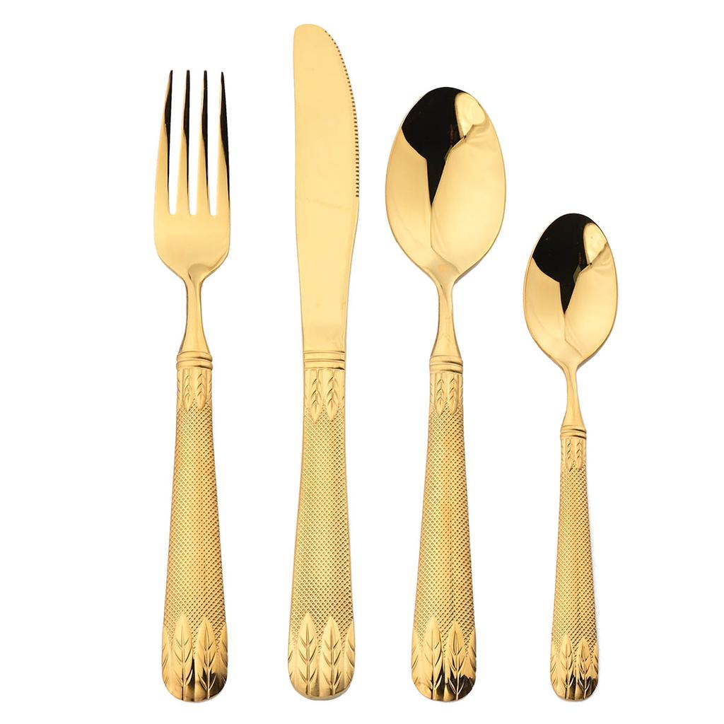4 шт., набор столовых приборов, золотые колосья пшеницы, столовая посуда из нержавеющей стали 304, нож, вилка, ложка, обеденный набор, столовые приборы в западном стиле