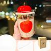 Кружка Katon Apple из высокоборосиликатного стекла с крышкой, милая домашняя чашка для фруктов с трубочкой, термостойкая, как сувенир