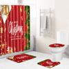 Christmas Shower Curtain Floor Mat Combination Four-Piece Set Bathroom Toilet Non-Slip Carpet Shower Room Absorbent Door Mat
