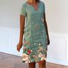 Женское летнее платье с v-образным вырезом и цветочным принтом, свободное прямое платье-пуловер длиной до колена, цветное платье миди, женская одежда
