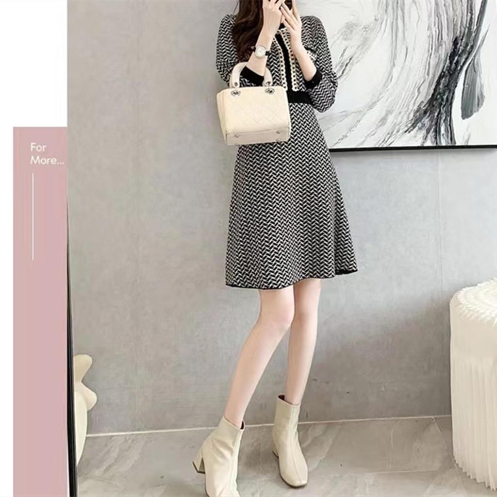 Slender Lady Knee Long Korean Cute Lady S XL Sizes [slenderlady] Dress, Women's, Length, Autumn, Winter, Spring, Knit, Stylish, Pretty, Elegant,