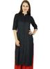 Women Button Down Rayon Kurta Kurti 3 4 Sleeve Formal Indian Casual Tunic