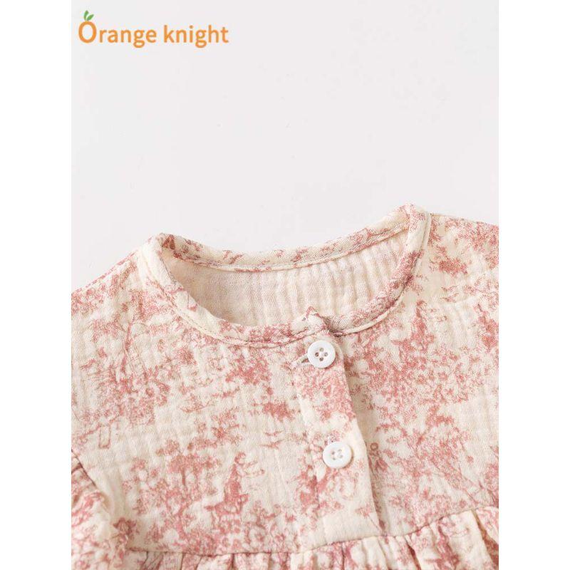 New Chinese-Style Ink Painting Design Romper for Young Girls, Fashionable and Versatile Summer Style, Exquisite One-Piece Crawling Suit