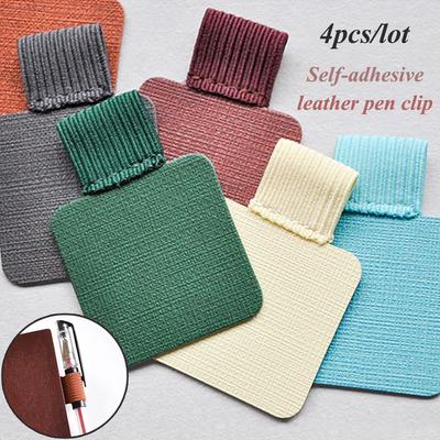 4 шт. регулируемый удобный портативный самоклеящийся держатель для ручек эластичная петля для ноутбука кожаные зажимы для ручек