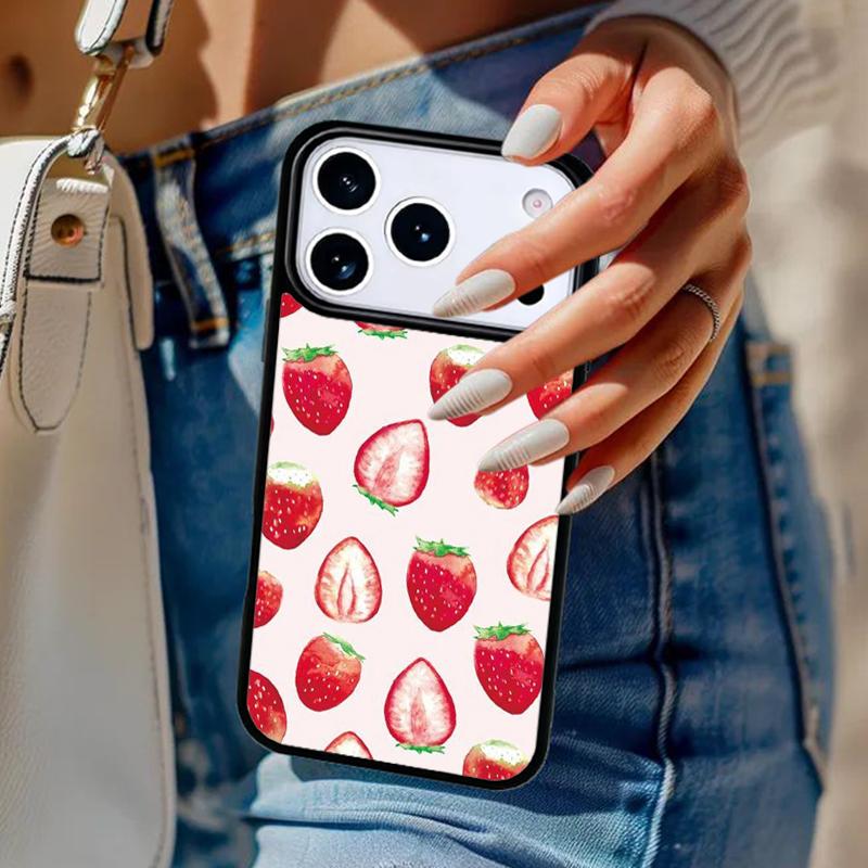 Розовая вишня Вишня Клубника Чехол для телефона Для iPhone 17 Air 14 15 13 12 Max Чехол Для Apple 16e 11 Pro Max Plus Coque