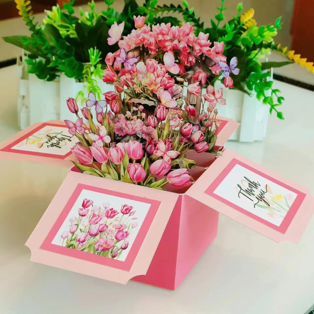 Bouquet Flower Paper Flowers paper Postcard Useful 3D Pops-up Bouquet  Birthday Wedding