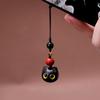 Decoration Short Lanyard Key Chain Strap Lucky Cat Pendant Mobile Phone Ring Sandalwood Key Chain