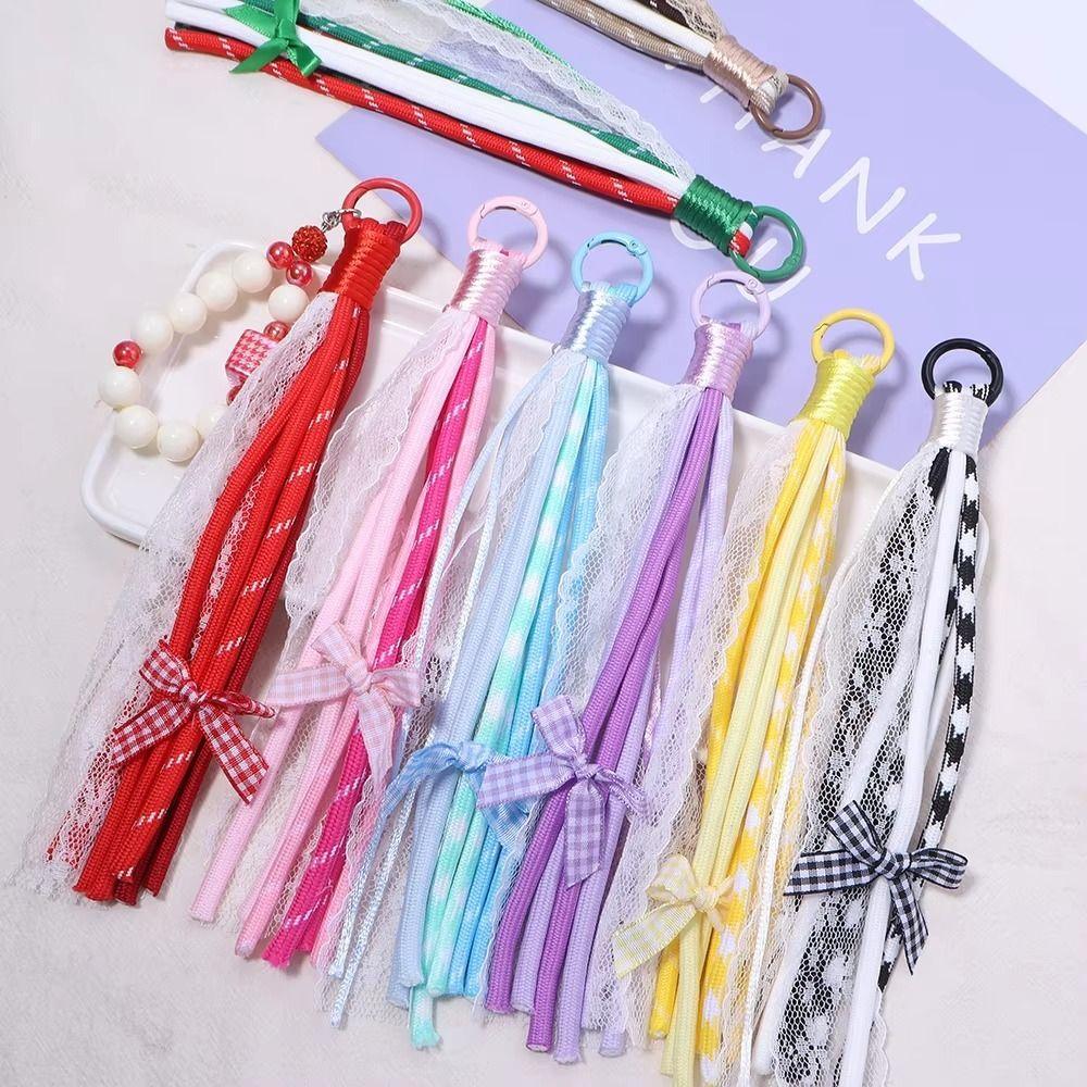 2Pcs Colorful Design Braided Keychain Multi-Purpose Phone Chain Decoration For DIY Craft