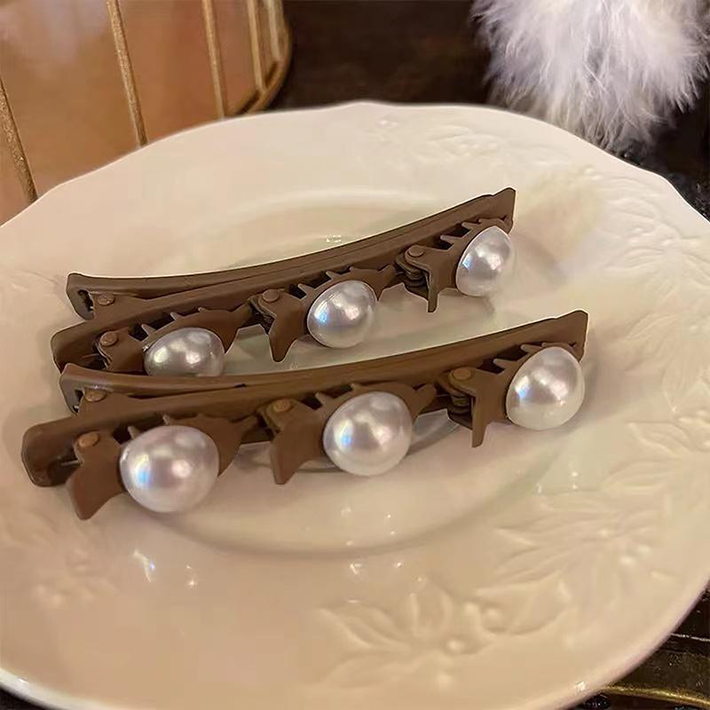 Новые атласные большие банты с жемчугом, акриловые заколки для волос для женщин, корейские модные заколки для волос, усовершенствованные задние заколки-ложки, аксессуары для волос