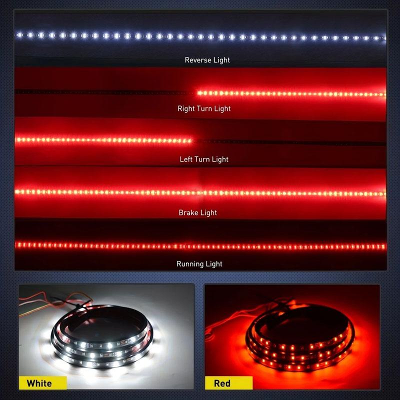 48/60 Inch Truck LED Tailgate Light Strip Running Brake Turn Signal Lamp Warning Brake Reverse Tail Light Bar for Car Pickup SUV