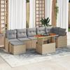 8-Piece Garden Sofa Set with Beige Cushions In Poly Rattan, 2-Seater Garden Sofa with Beige Cushions 3349489