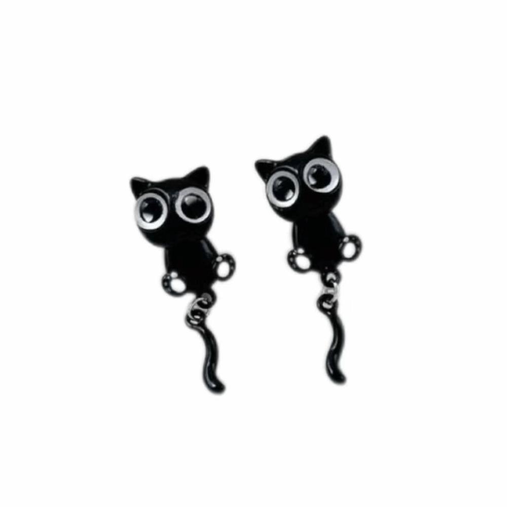 Simple Black Cat Earrings Sweet Cartoon Earrings Accessories Black Cat Ear Studs Jewelry Gifts
