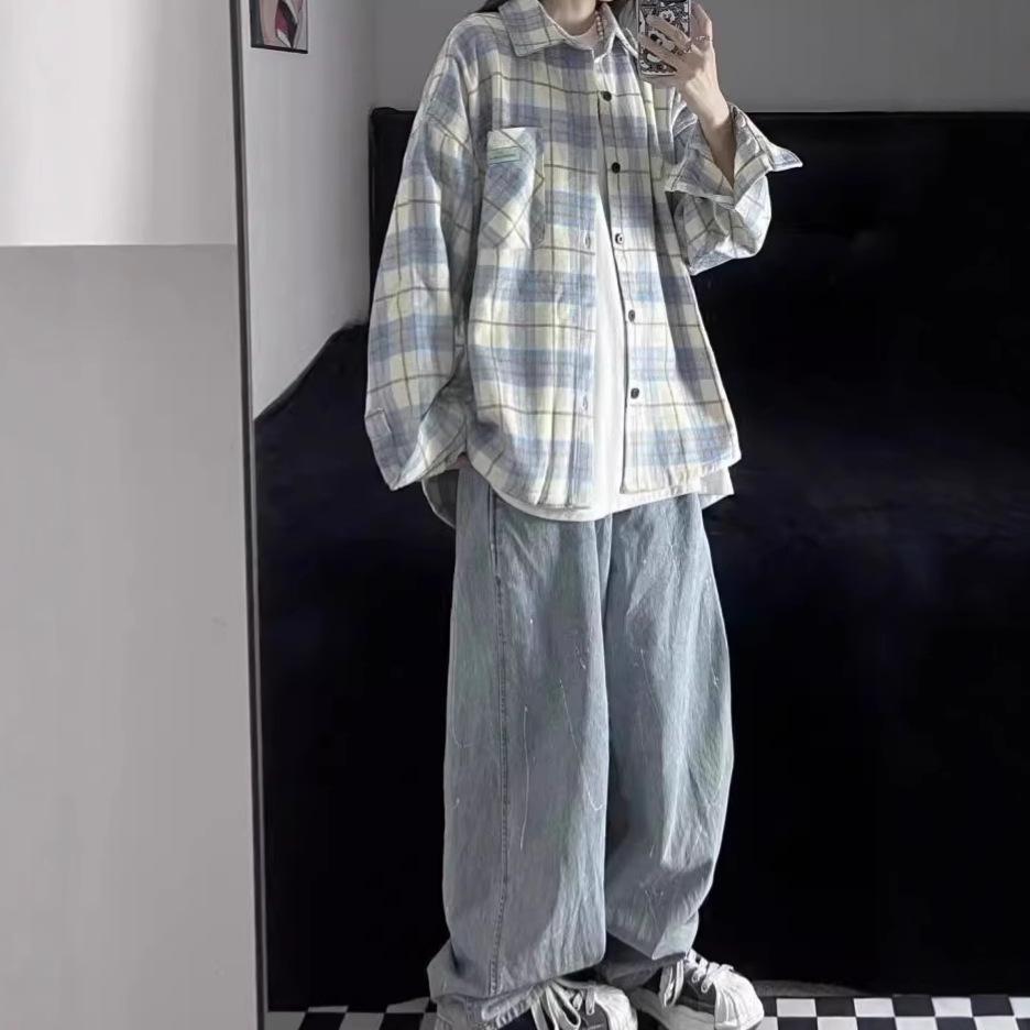 Винтажный синий женский кардиган с длинным рукавом на 2025 год для весны и осени