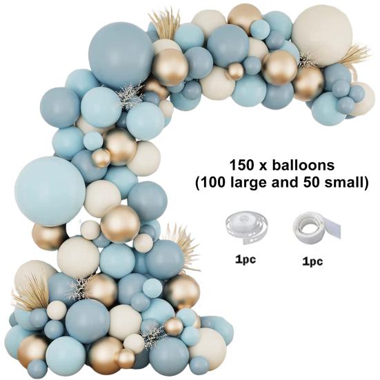 1 комплект воздушных шаров, гирлянда, арочный комплект, винтажный синий, белый, золотой, герметичный, плотный, детский душ, день рождения, свадьба, украшения, латексные воздушные шары, товары для вечеринок