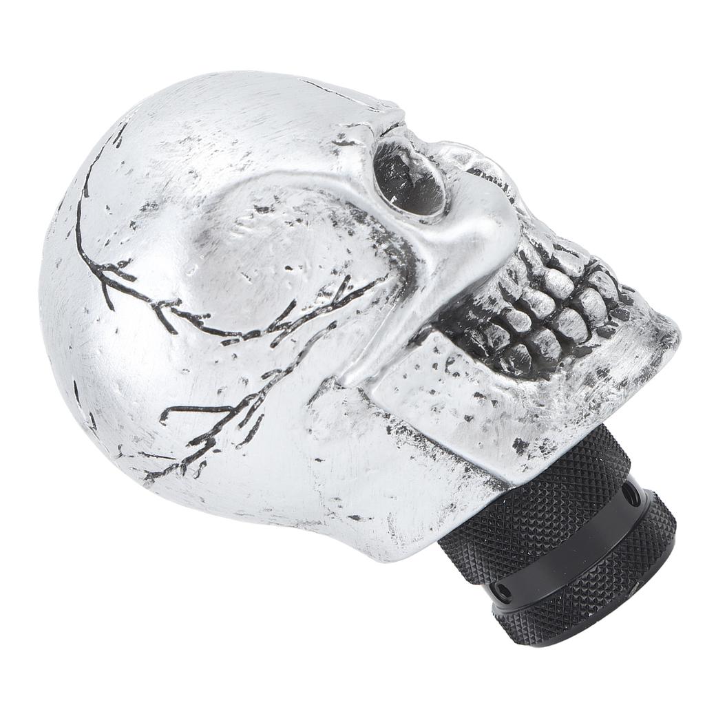 Skull Gear Shift Head Resin Shifter Knob Car Transmission Shifting Stick Handle for Most Manual Vehicles Silver