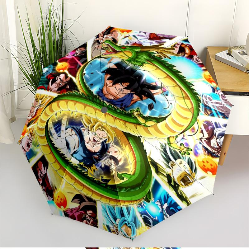 Автоматический складной зонт с принтом DRAGON BALL, Портативный складной зонт, Для улицы, Поездок на работу, Кемпинга, Идеальный подарок на день рождения
