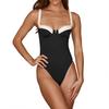 Women Sexy Monokini Patchwork Color Backless One Piece Swimsuit Underwire Support Sling Bathing Suit Beachwear