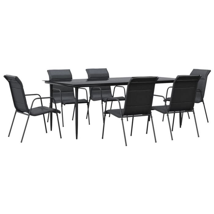 VidaXL Ensemble à manger de jardin 7 pcs noir textilène et acier 3200708