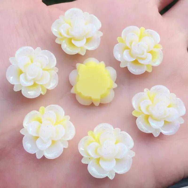 15 шт. 19 мм смола цветок страз плоская задняя часть кабошон для DIY свадебного украшения -A62