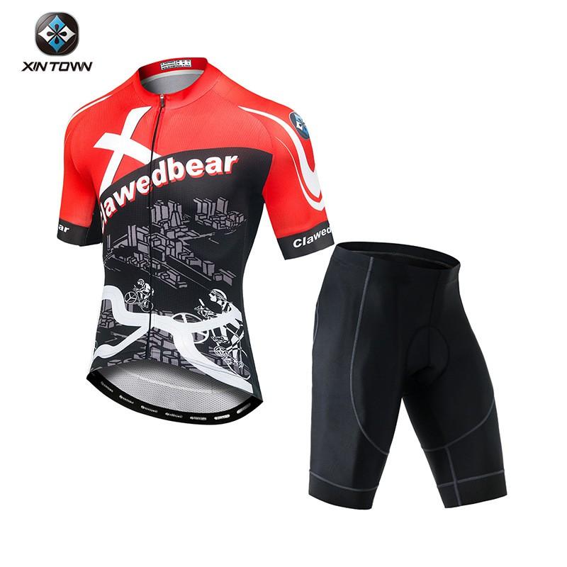 XINTOWN Mens Short Cycling Jersey Set Breathable Quick Dry Bike Riding Suit