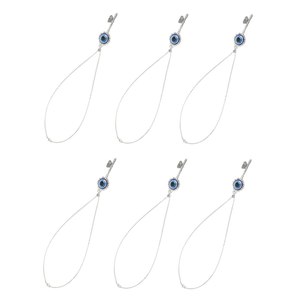 6 шт. Ожерелье от сглаза в форме ключа на удачу, ожерелье с синим глазом, элегантное, очаровательное, сплавы, стекло