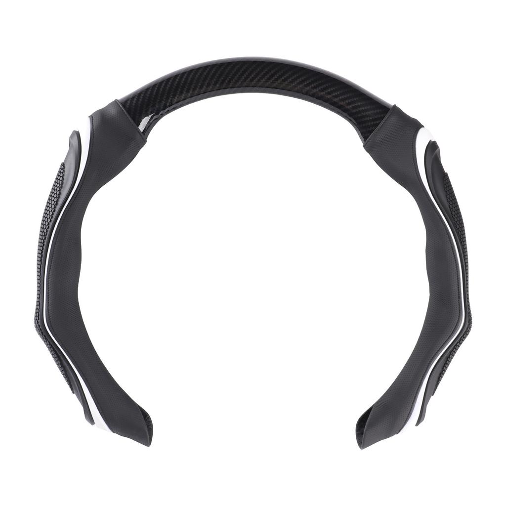 PU Leather Car Steering Wheel Cover Card Type Half Turn Breathable Hole Anti-Slip Off-Road Handle Cover Car Interior Decoration