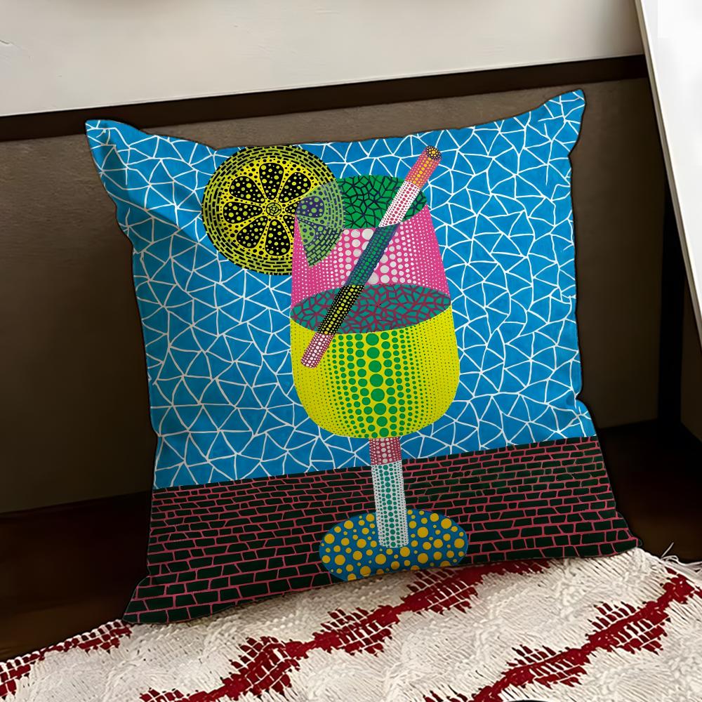 YYayoi KKusama Abstract Art Cushion Cover Reversible Soft Durable Pillow Cover Home Car MultiScene Use for Daily Comfort